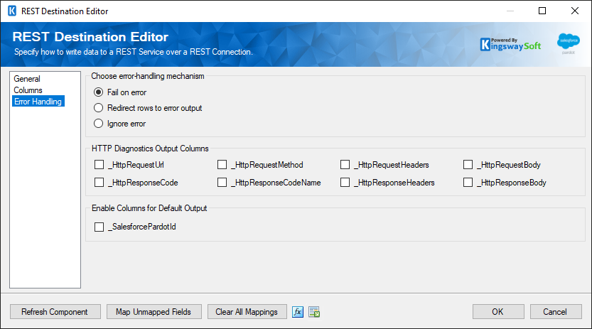 SSIS Salesforce Pardot REST Destination - Error Handling